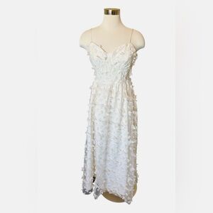 Elegant White Sleeveless 3D butterfly Dress